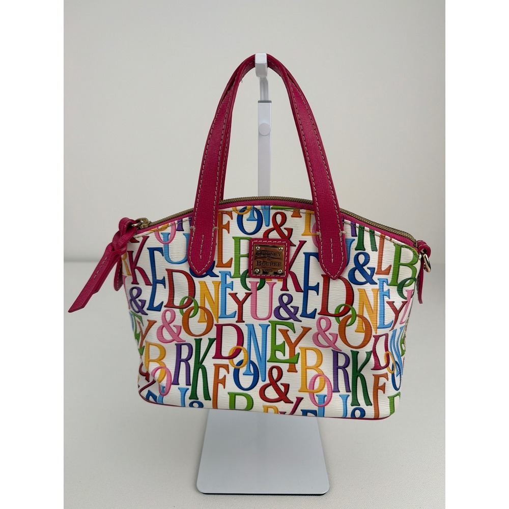 Dooney and Bourke Retro DB Mini Satchel Womens Small Multi Color Logo Print